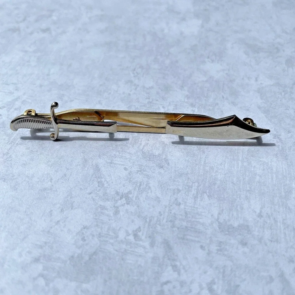 Vintage ANSON Gold Tone Sword Knife TIE‎ CLIP 3 1/2